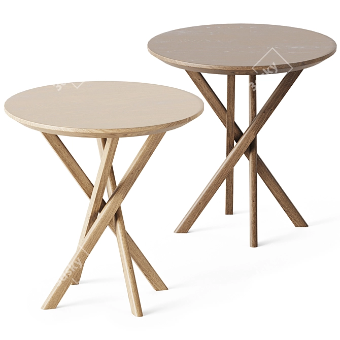 Minimalist Oak Mikado Side Table 3D model image 1