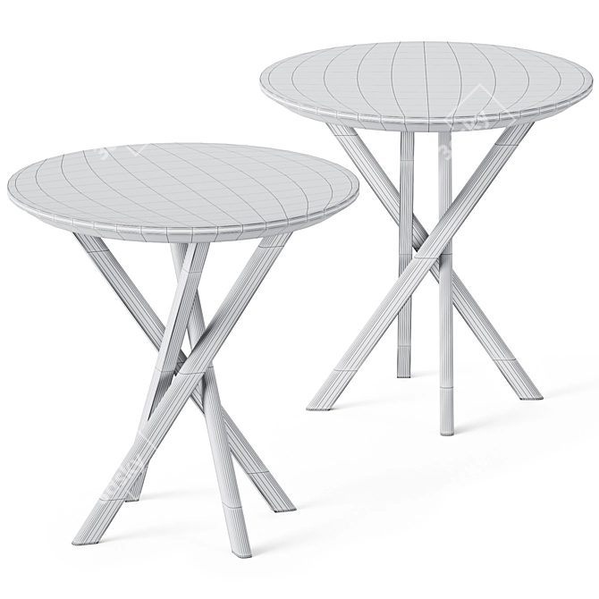 Minimalist Oak Mikado Side Table 3D model image 2