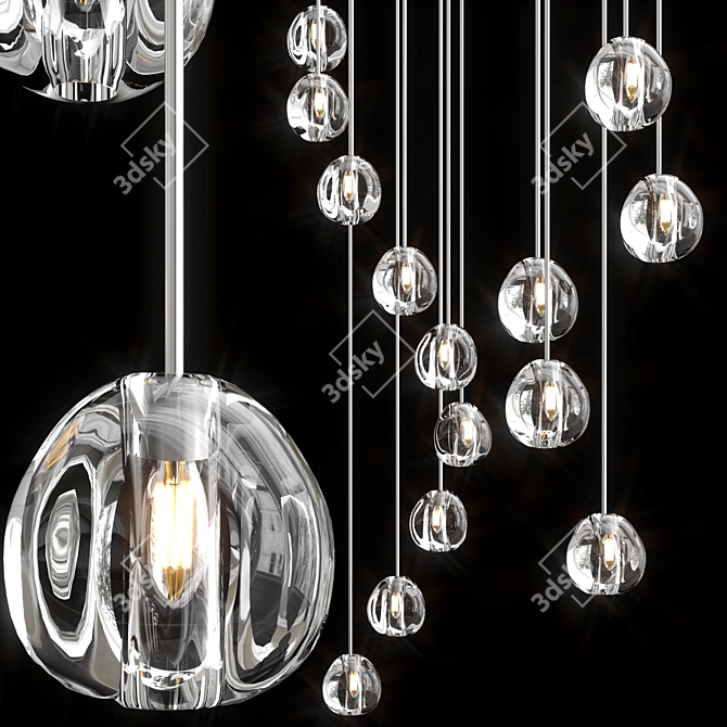 Mesmerizing Crystal Pendant Light 3D model image 1