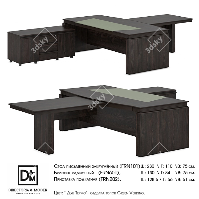 Franklin Rounded Writing Desk 3D model image 1