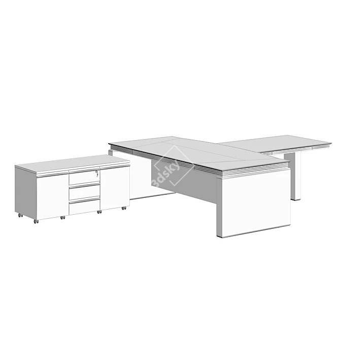 Franklin Rounded Writing Desk 3D model image 3