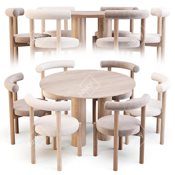 Elegant Dining Set: Dame Chair & Mojave Table 3D model image 1