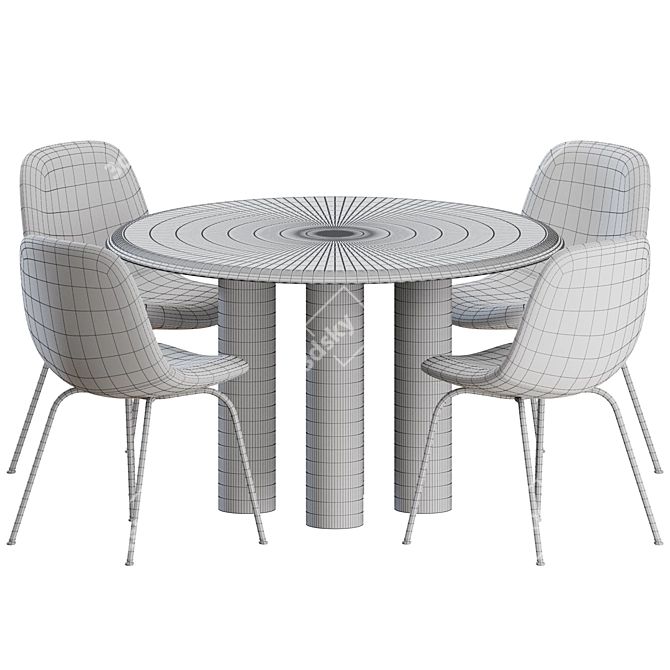 Scandinavian Styling: Fredericia 5-Piece Dining Set 3D model image 4