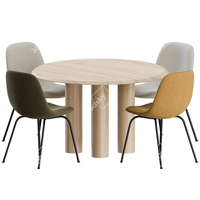 Scandinavian Styling: Fredericia 5-Piece Dining Set 3D model image 5