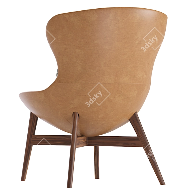 Sleek Leather Round Armchair 3D model image 2