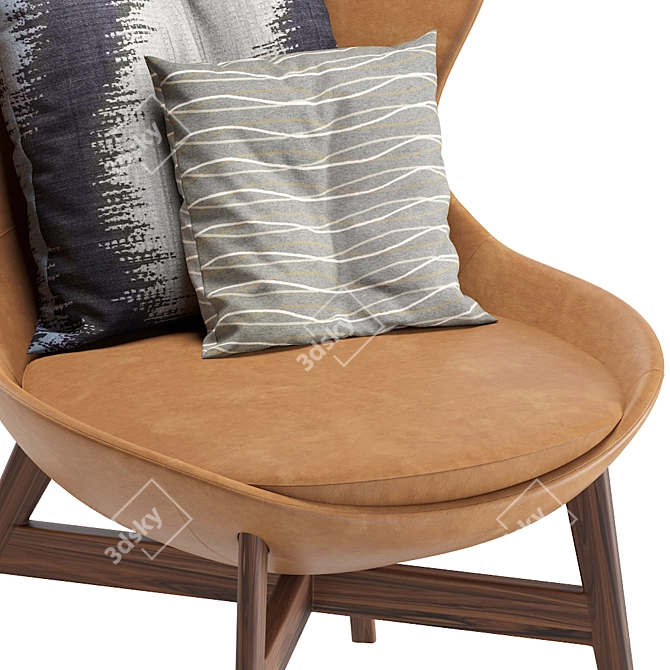 Sleek Leather Round Armchair 3D model image 5