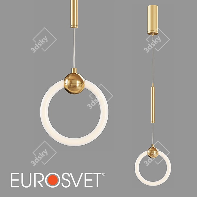 Elegant Gold Rim LED Pendant 3D model image 1