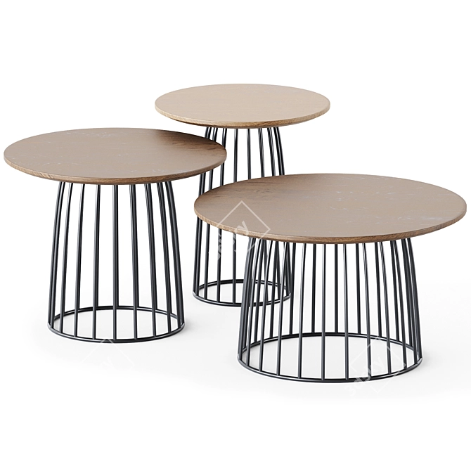 Minimalist Calico Side Table Set 3D model image 1