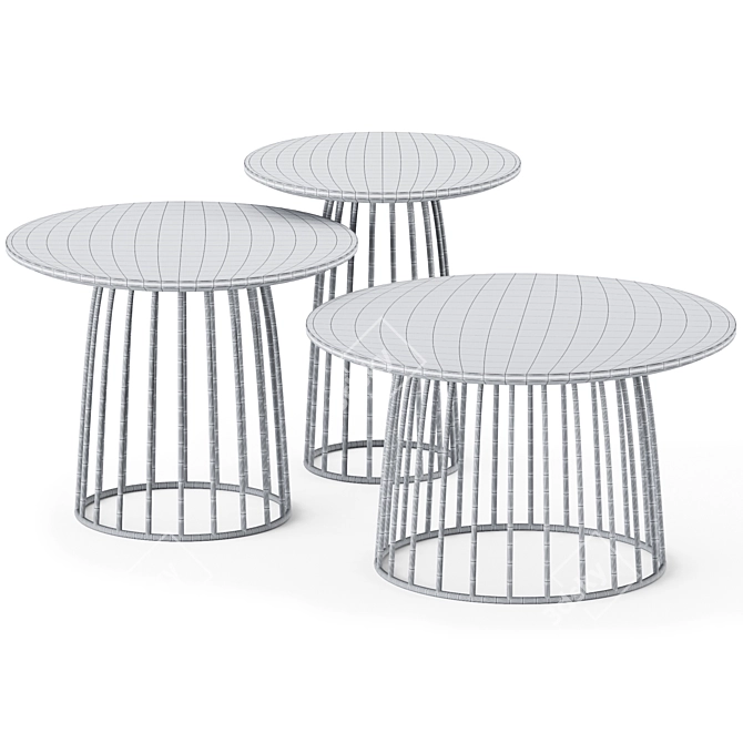 Minimalist Calico Side Table Set 3D model image 2