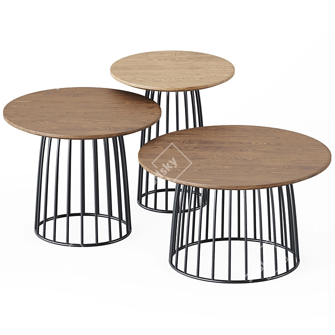 Minimalist Calico Side Table Set 3D model image 3