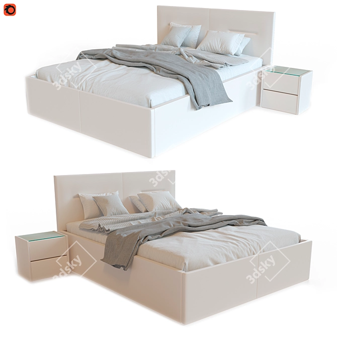 Victoria Bed with TM450 Nightstands 3D model image 1