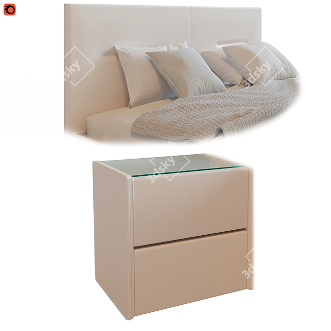 Victoria Bed with TM450 Nightstands 3D model image 2