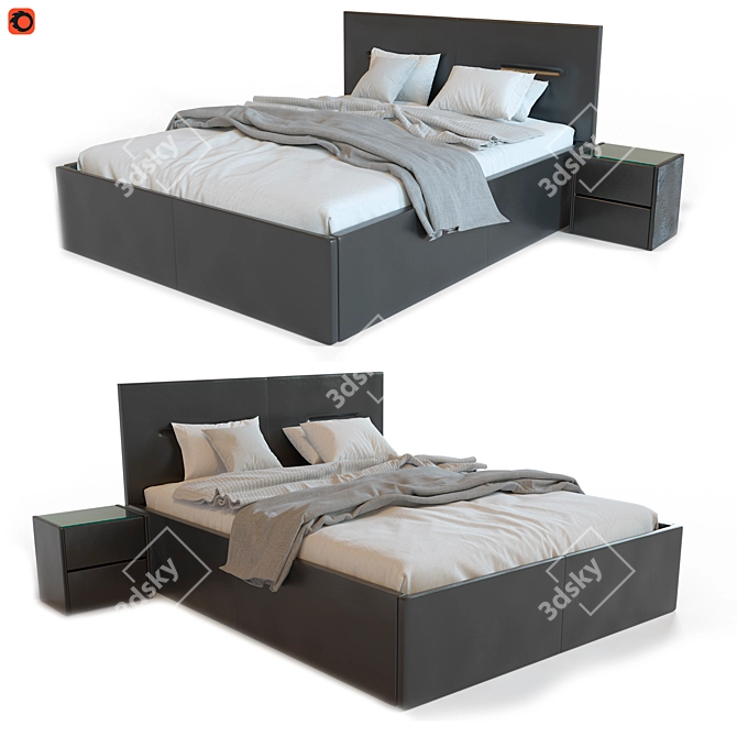 Victoria Bed with TM450 Nightstands 3D model image 3