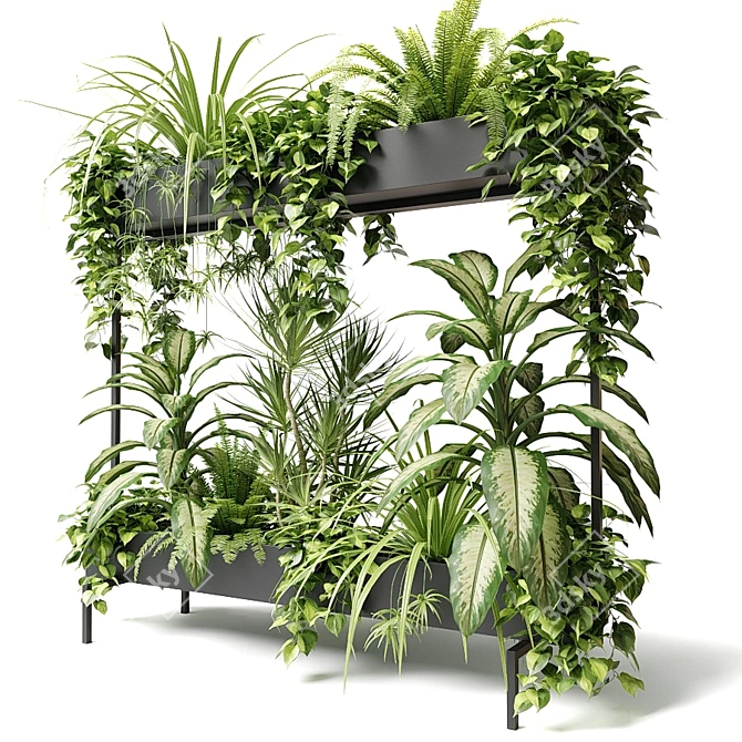 GreenSpace Rectangular Planter with 2 Tiers 3D model image 2