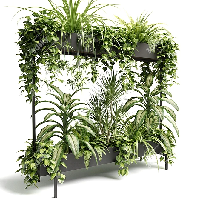 GreenSpace Rectangular Planter with 2 Tiers 3D model image 3