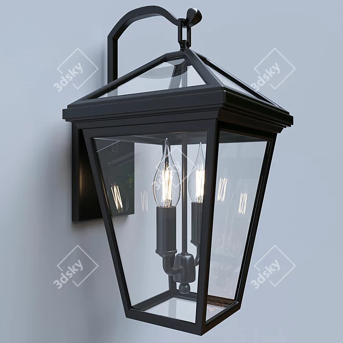 Sleek Black Outdoor Wall Light 3D model image 2