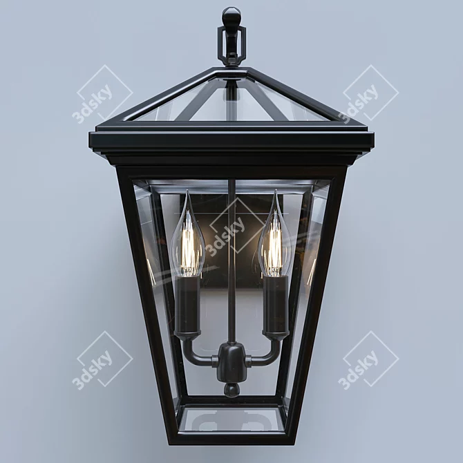 Sleek Black Outdoor Wall Light 3D model image 3