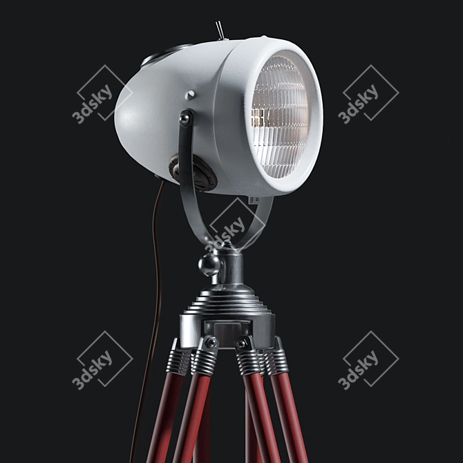 Vintage White Moto Floor Lamp 3D model image 2