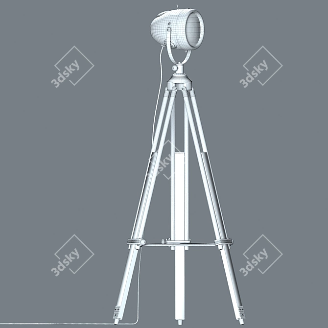 Vintage White Moto Floor Lamp 3D model image 4