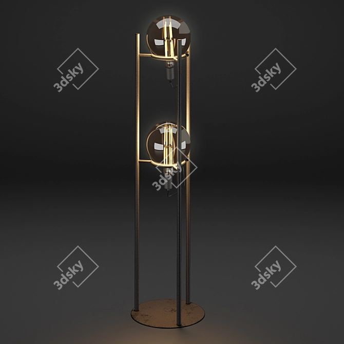 Vintage Industrial Alexander 2L Floor Lamp 3D model image 2