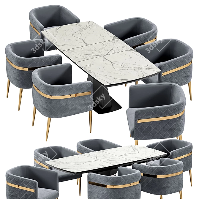 Modern Garda Chair and Diamond Table Set 3D model image 3