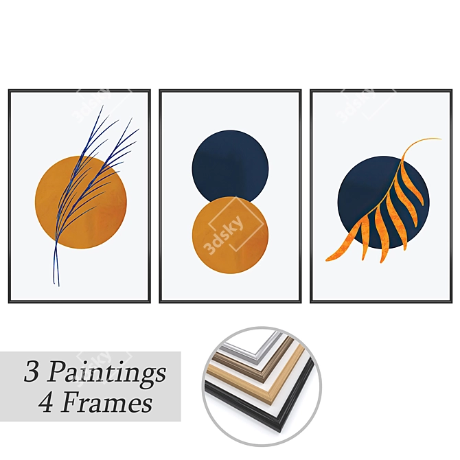 Elegant Wall Art Set No. 3534 3D model image 1