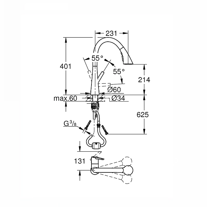 Zedra Single-Lever Sink Faucet: Modern & Versatile 3D model image 4