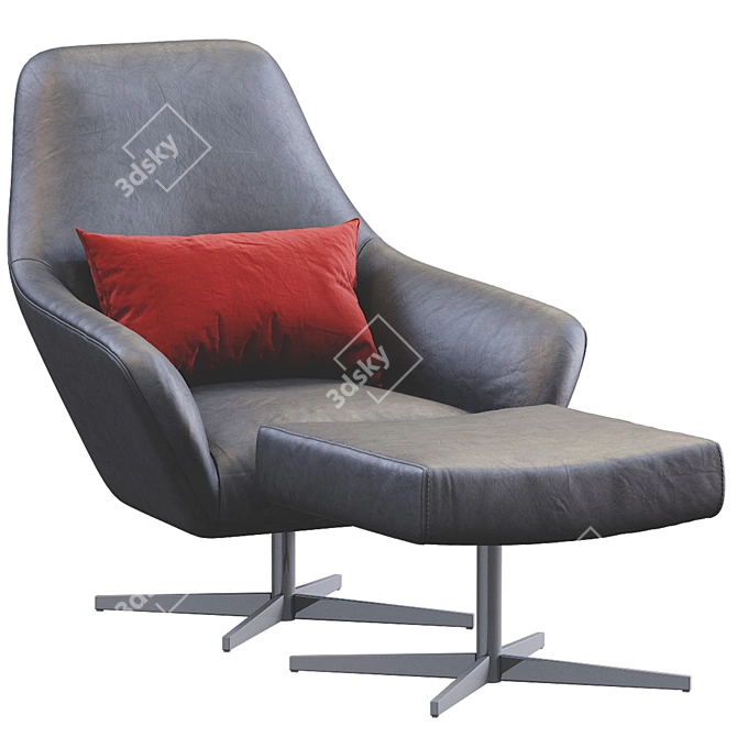 Luxury Leather Comfort Armchair 3D model image 2