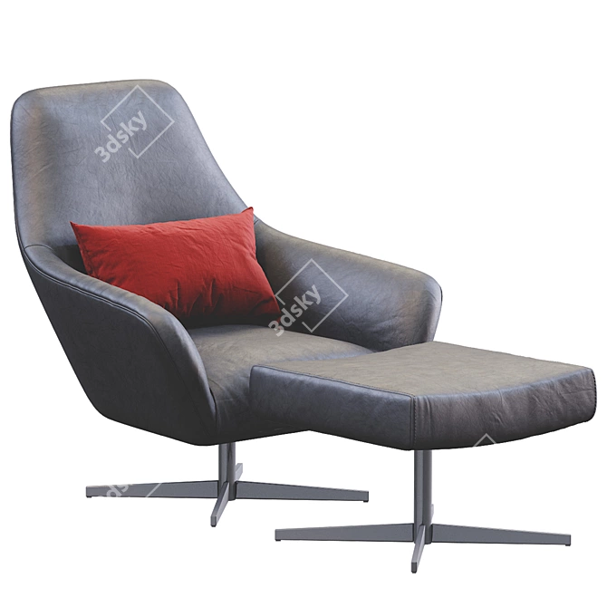 Luxury Leather Comfort Armchair 3D model image 4