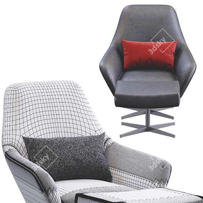 Luxury Leather Comfort Armchair 3D model image 6