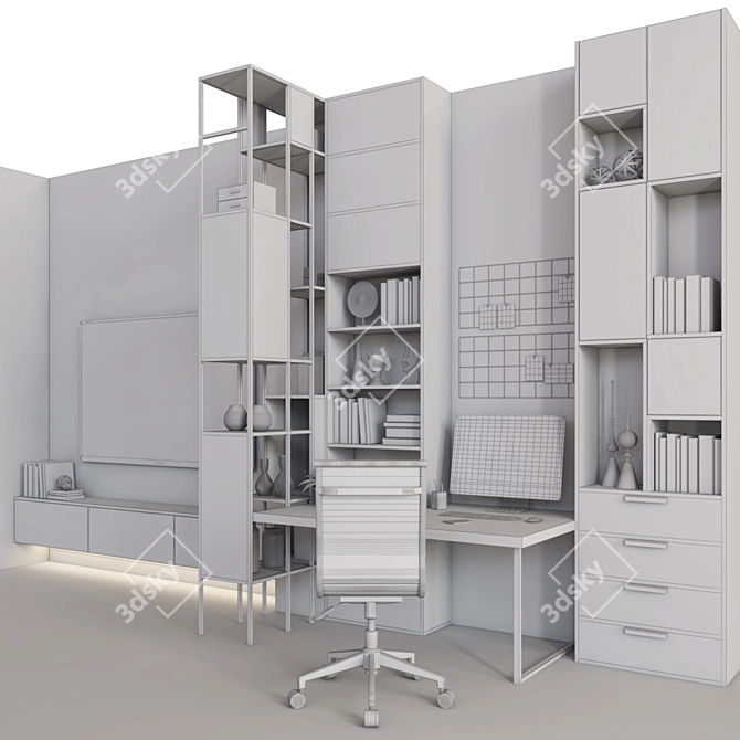 Modern Teen Office Furniture 3D model image 4