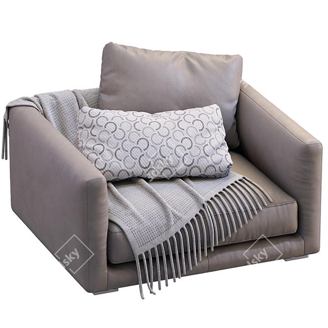 Poliform Bristol Leather Armchair 3D model image 3