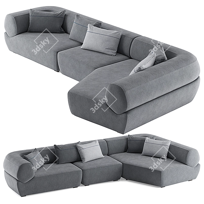 Modern B&B Italia Naviglio Corner Sofa 3D model image 2