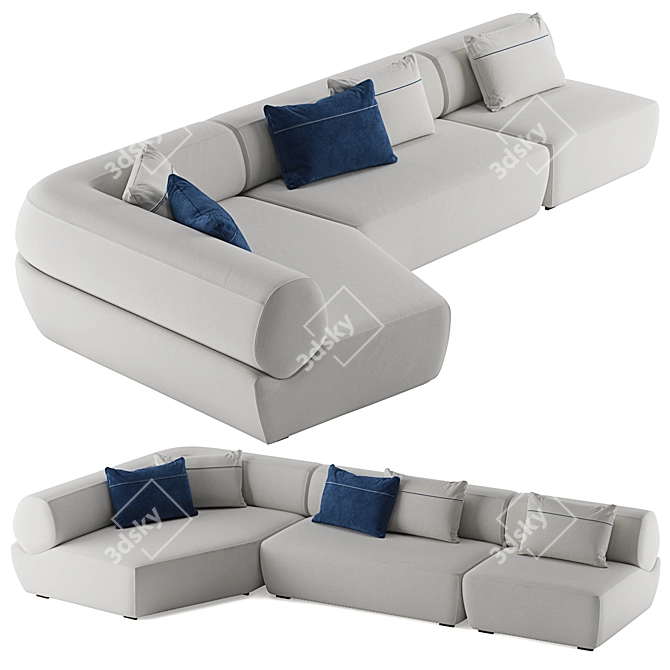 Modern B&B Italia Naviglio Corner Sofa 3D model image 3