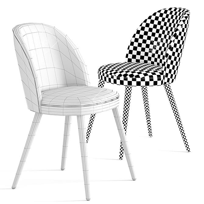 Zola Walnut Dining Chair Set 3D model image 2