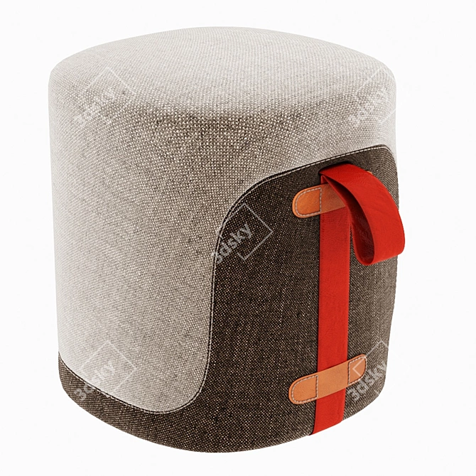 Contemporary Fabric and Leather Stool 3D model image 1