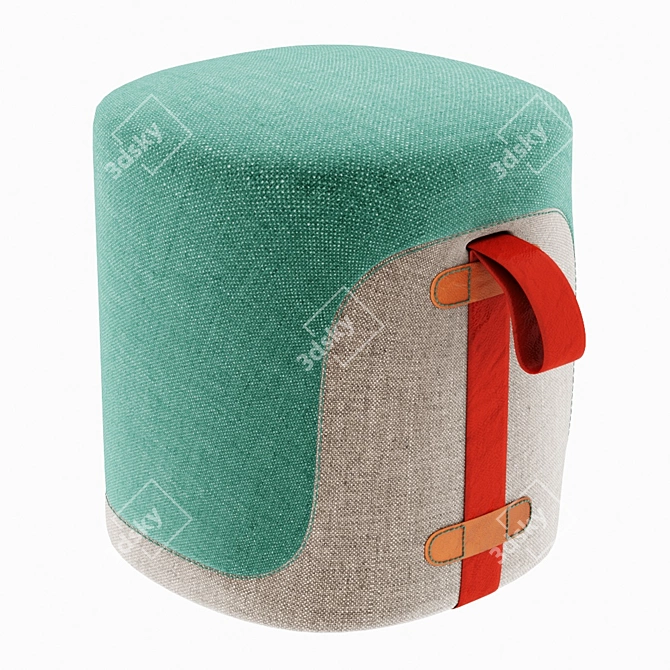 Contemporary Fabric and Leather Stool 3D model image 3