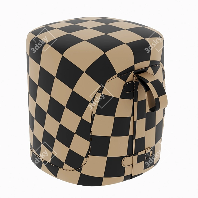 Contemporary Fabric and Leather Stool 3D model image 5