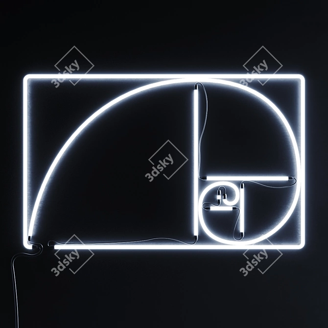 Golden Ratio Neon Sign 3D model image 1