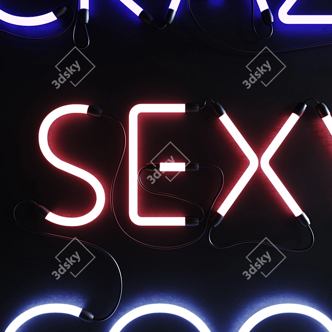 Crazy Cool Neon Sign Set 3D model image 4