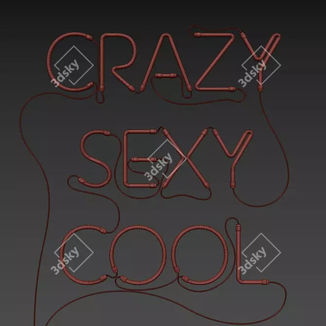 Crazy Cool Neon Sign Set 3D model image 6