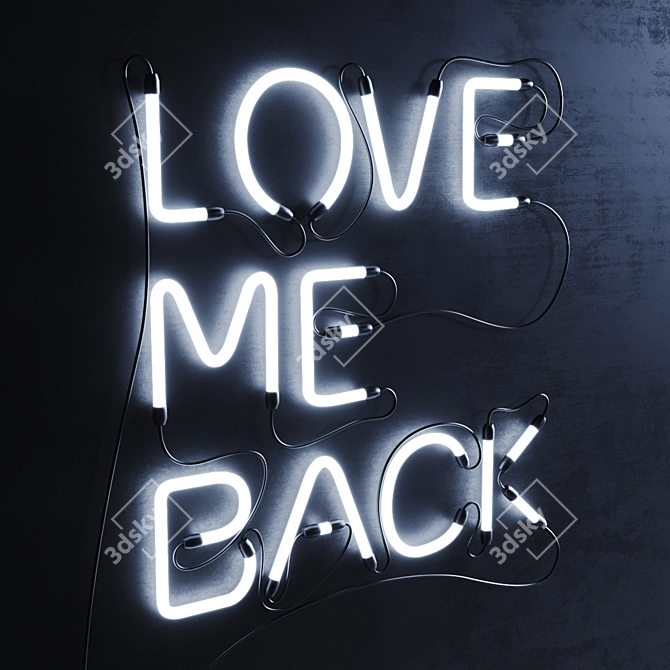 Glowing Love Neon Sign 3D model image 3