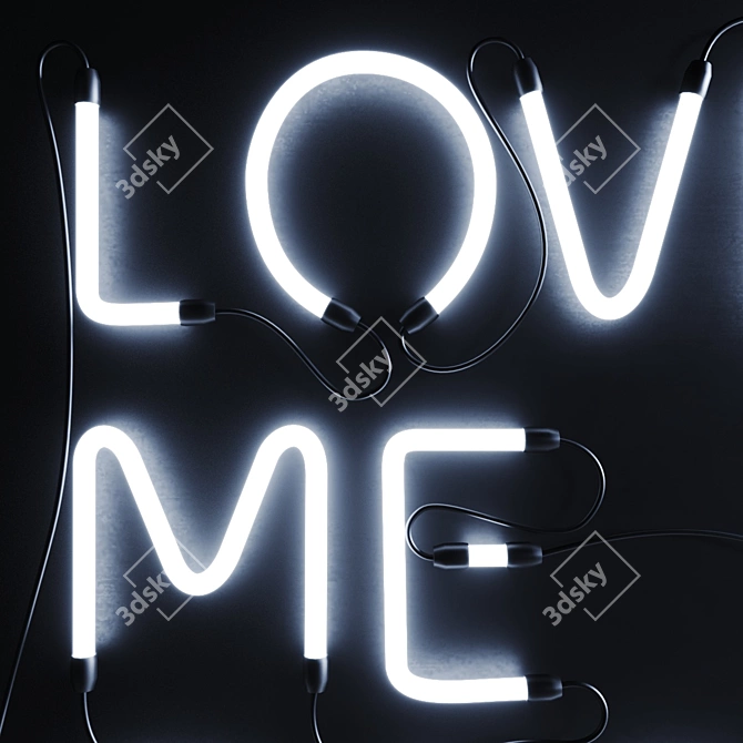 Glowing Love Neon Sign 3D model image 4