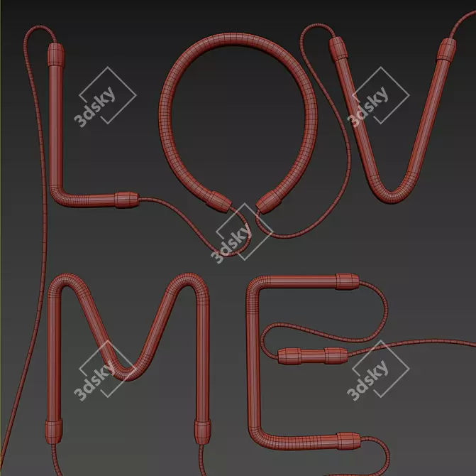 Glowing Love Neon Sign 3D model image 5