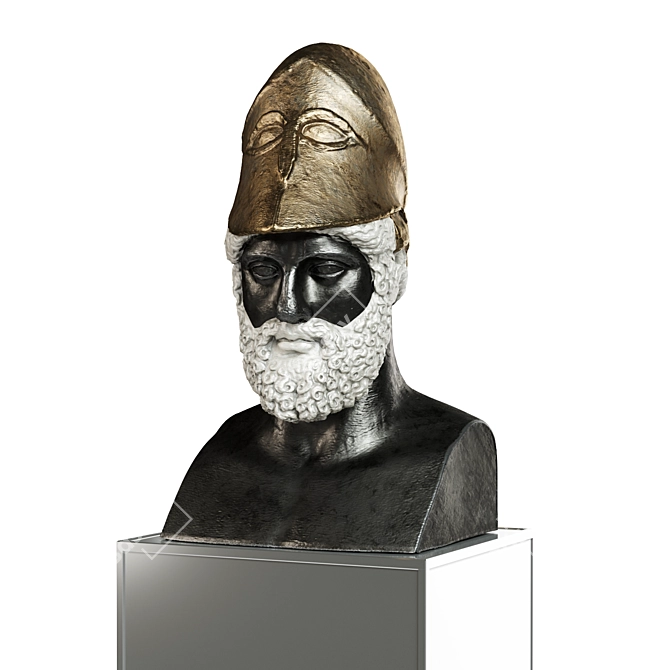 Classic Pericles Bust: Elegant Black & White 3D model image 4