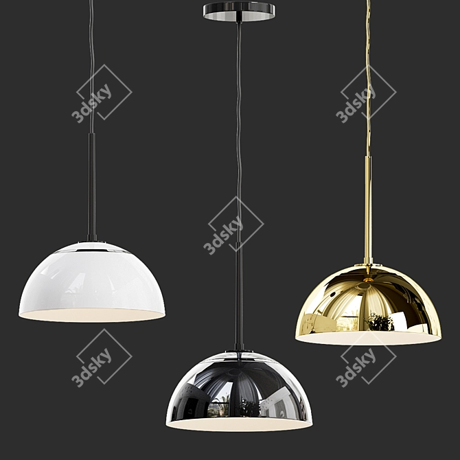 Sculptural Metal Pendant: Modern Elegance in Metal 3D model image 2