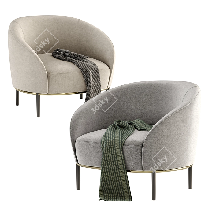 Elegant Yoisho Armchair: Versatile Colors & Materials 3D model image 4