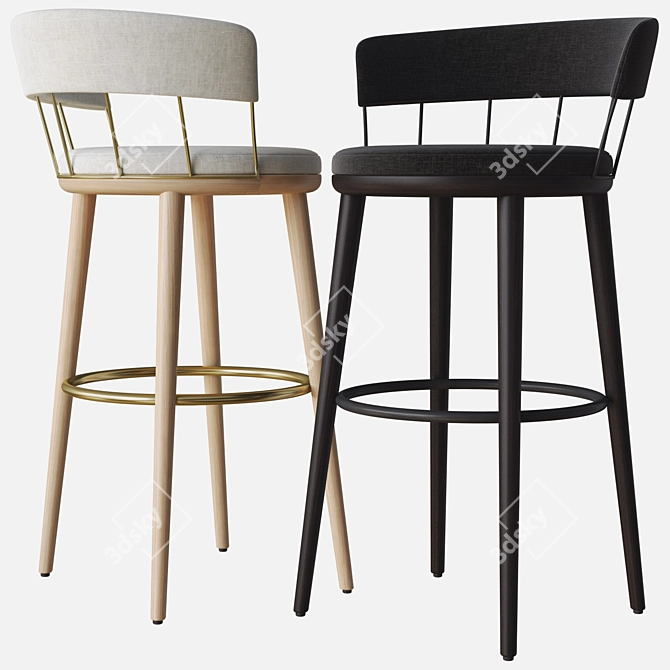 Meru L Bar Stool: Sleek Design, Comfort & Durability! 3D model image 1