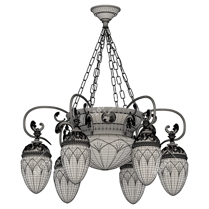 8 Horns Empire Style Chandelier 3D model image 2