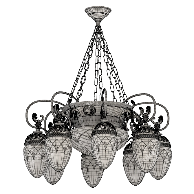 8 Horns Empire Style Chandelier 3D model image 5